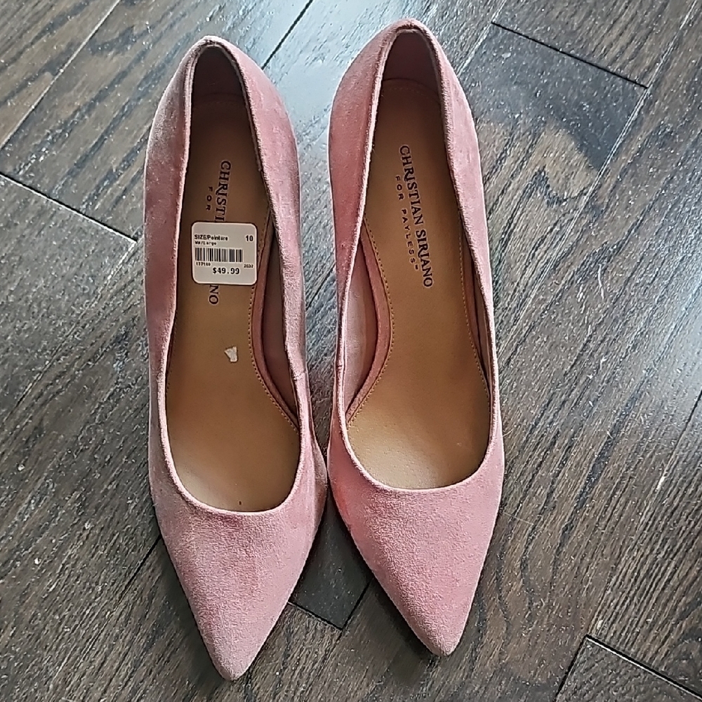 Christian Siriano Pink Pointed-Toe Velvet Heels